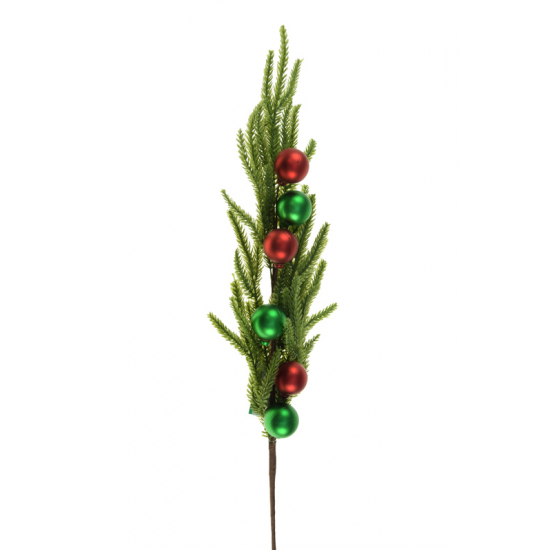 Dekorág fenyő 66cm gömbökkel zöld/piros