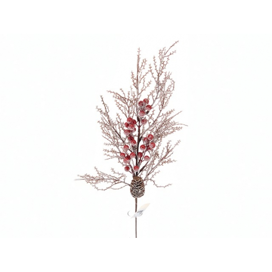 Dekorág vesszős/bogyós tobozzal 70CM barna/piros