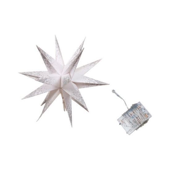 Dísz csillag 3Dspapír D18cm fehér/arany