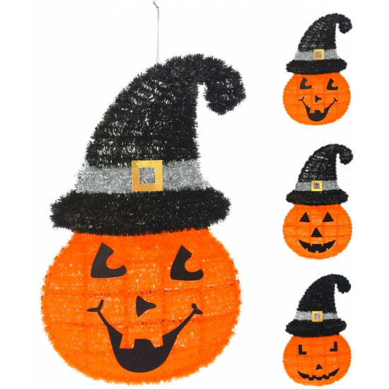 Dísz halloweeni műa. 55cm akasztós narancs