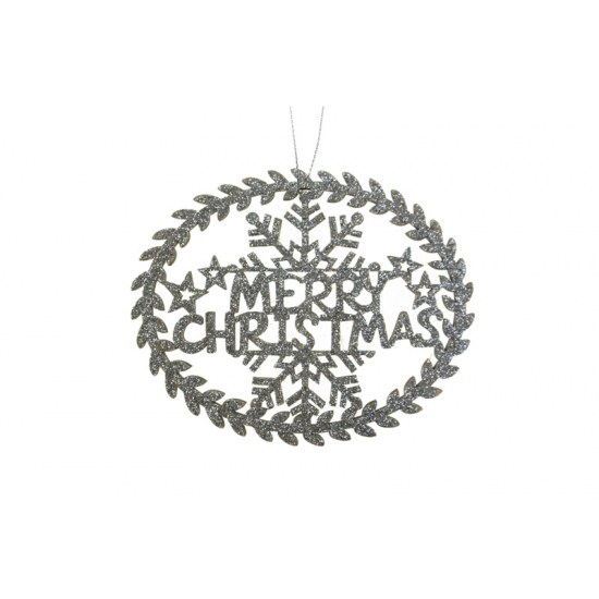 Dekoráció kör fa Merry Ch hópelyhes 18*11*0.5CM akasztós ezüst
