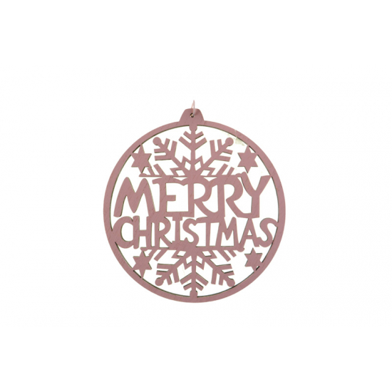 Dekoráció kör fa Merry Ch hópelyhes 22*11*0.5CM akasztós rózsaszín