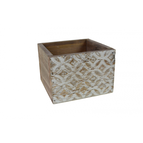 Doboz fa 12*12*8.5cm aprókockás barna