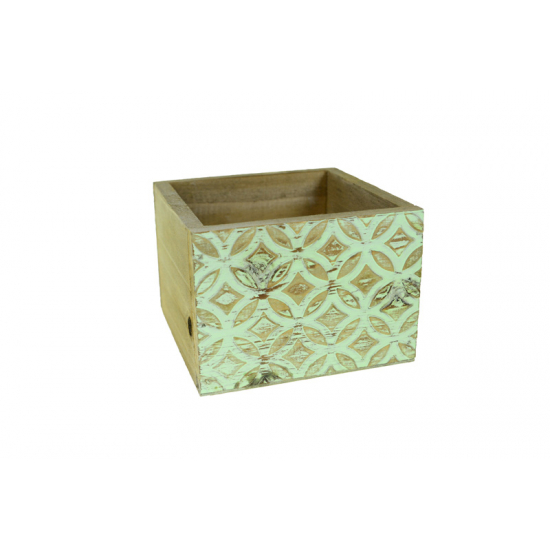 Doboz fa 12*12*8.5cm aprókockás zöld