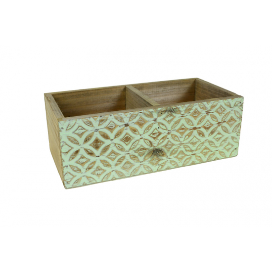 Doboz fa 24*12*8.5cm aprókockás zöld
