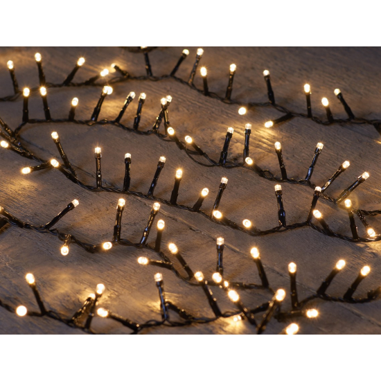 Égősor időzítővel 20m 900LED meleg fehér fekete