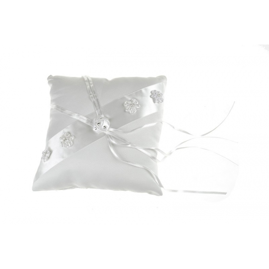 Esküvői gyűrűpárna szatén 18cm fehér