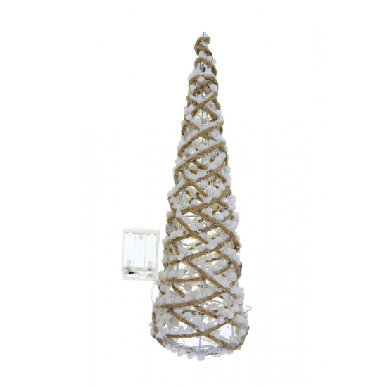 KARÁCSONYI DEKOR FENYŐ 10 LED-ES 40CM GYAPJÚ BARNA