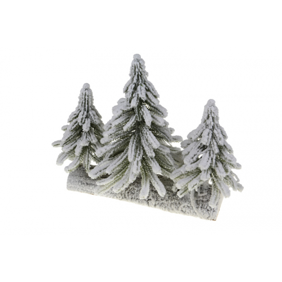 Fenyő PE 35X15X26CM fa talpon havas zöld