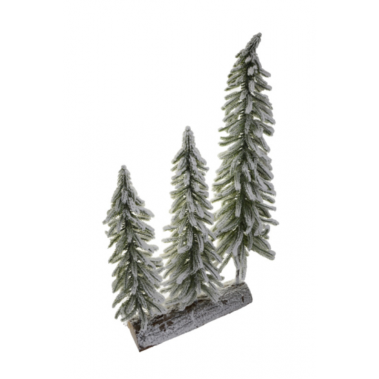 Fenyő PE 40X15X70CM fa talpon havas zöld