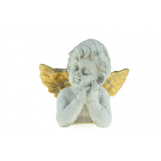 Figura Angyal cement 8x4.5x7cm szürke/arany