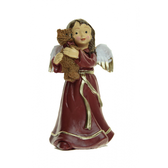 Figura angyal poly 13cm barna