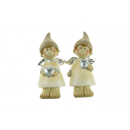 Figura angyal poly 4*3*9cm 2féle barna
