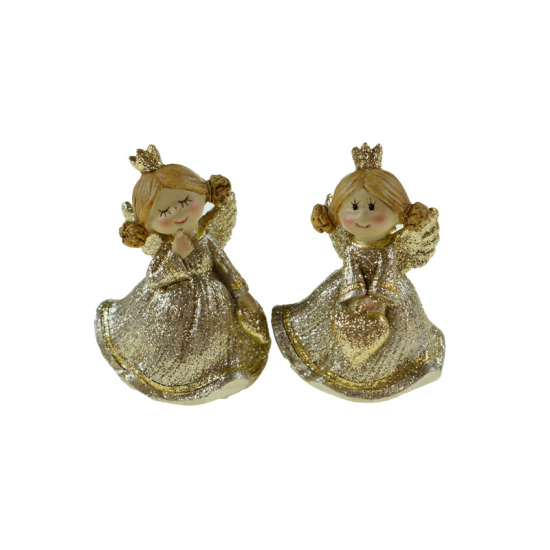 Figura angyal poly 5*4,5*7,5 cm csillogós arany