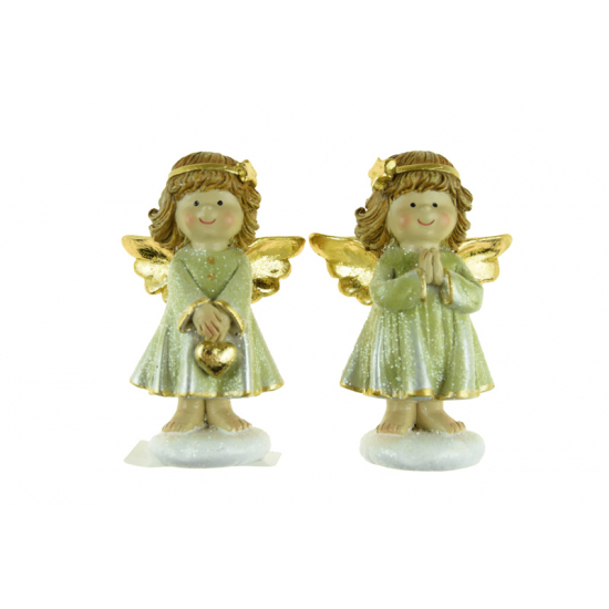 Figura angyal poly 7*4.5*10cm 2féle zöld