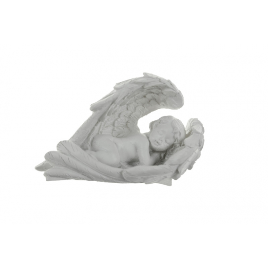 Figura angyal poly 9,1*4,8*5,5cm szárnyán alvó szürke