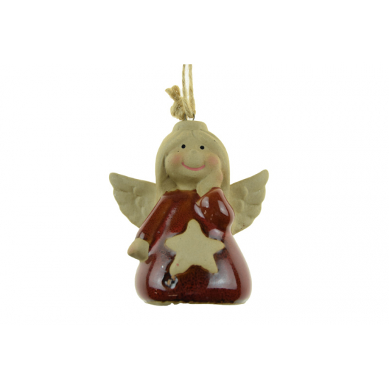 Figura angyal porcelán 6.2*3.5*6.5cm piros