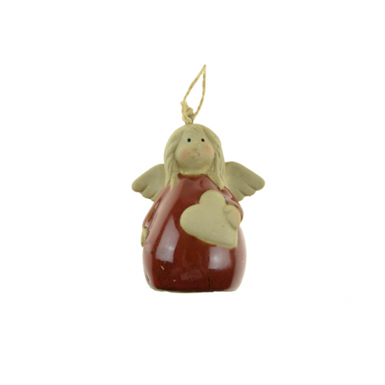 Figura angyal porcelán 6*4.5*8cm piros