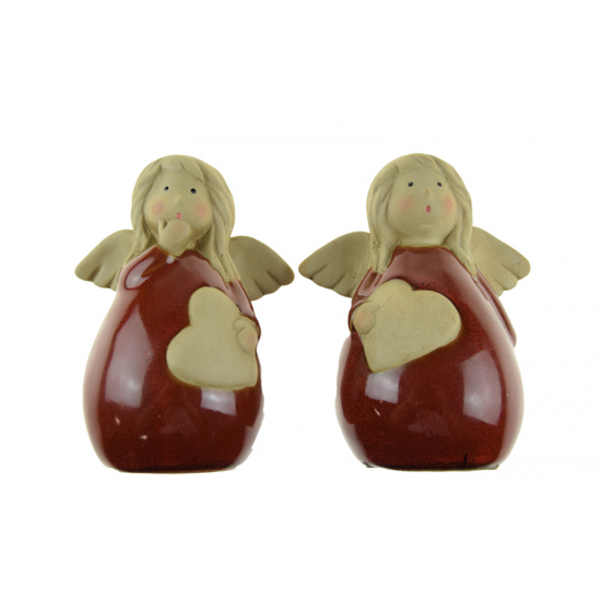 Figura angyal porcelán 8.2*6.5*11.5cm 2féle piros