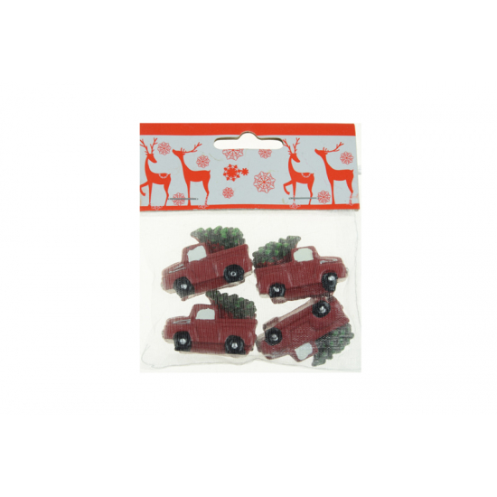 Figura autó poly fenyővel 4cm s/4 piros