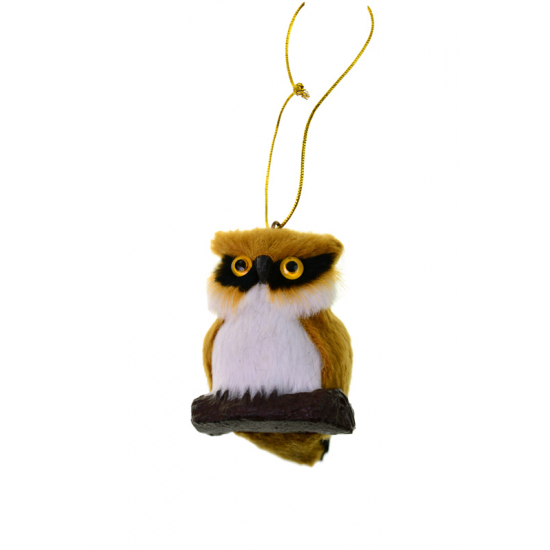 Figura bagoly textil 6x5x6cm barna