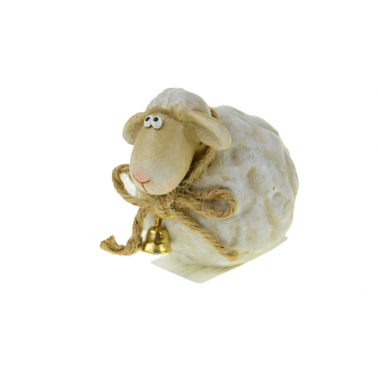 Figura bárány poly 8.5*5.5*6.5cm csengővel natúr