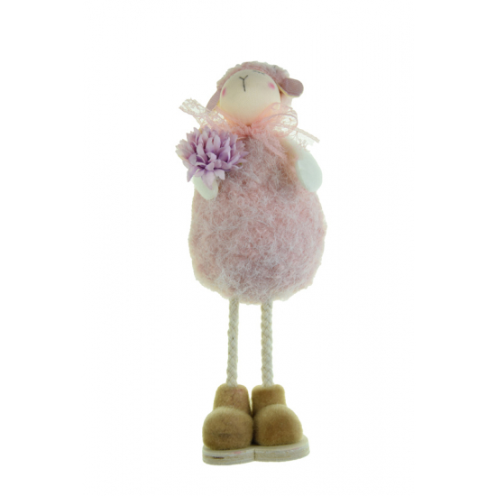 Figura bárány textil 20cm álló rózsaszín
