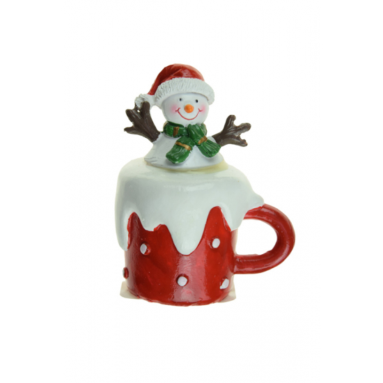 Figura bögre poly hóemberrel 10,3cm piros