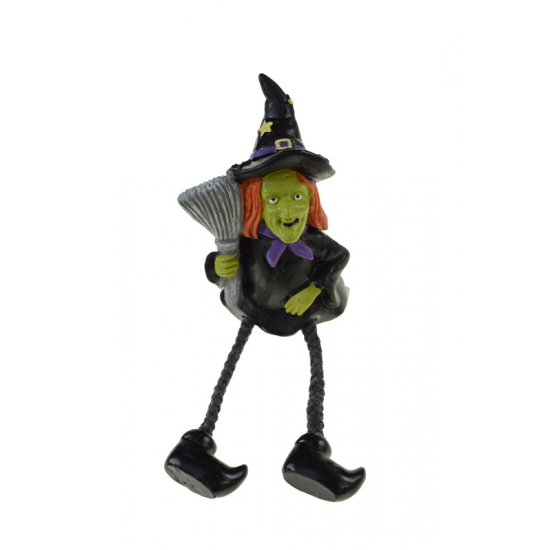 Figura boszorkány poly 6,2*4,1*9,2 cm lógólábú fekete