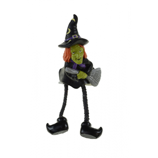 Figura boszorkány poly 6*4,5*8,9 cm lógólábú fekete