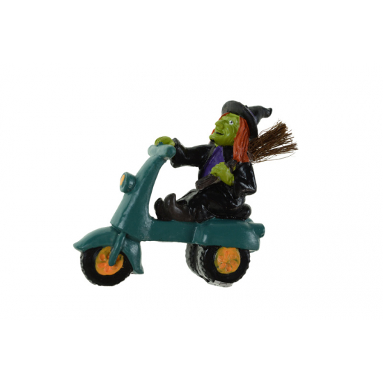 Figura boszorkány poly 9,5*3*8,2 cm halloween motoron színes