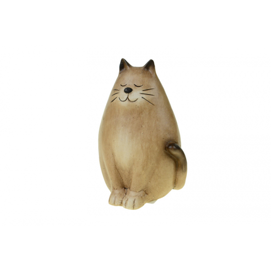 Figura cica kerámia ülő 9.8*8.5*14.3cm barna