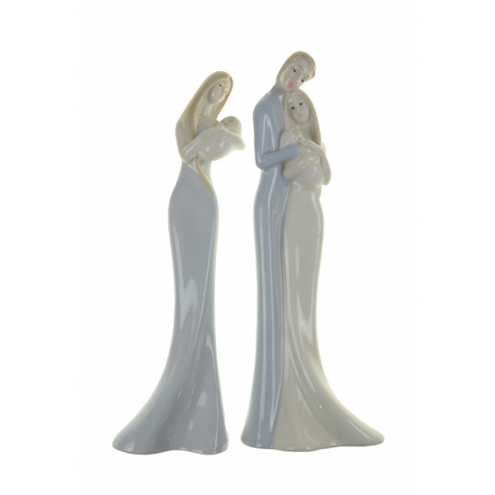 Figura család/anya-gyerek kerámia 10*6.5*27cm 2féle szürke
