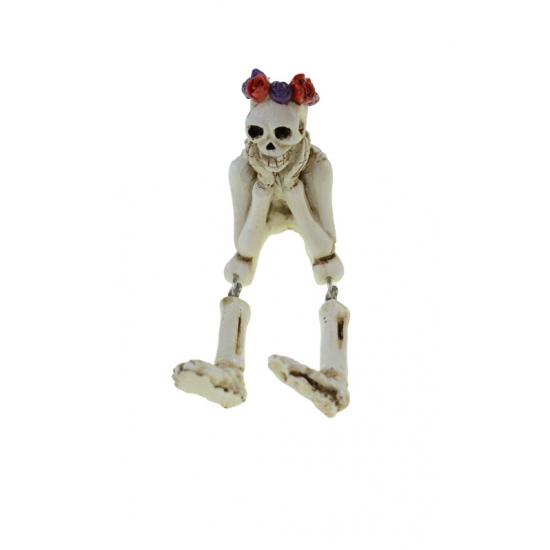 Figura csontváz poly 8,1*2,3*7,3 cm lógólábú fehér