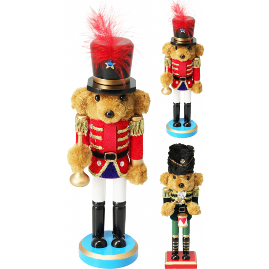 Figura diótörő maci fa 25cm 2féle piros