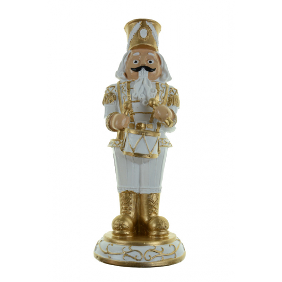 Figura diótörő poly dobbal 8,3*8,3*23cm fehér/arany