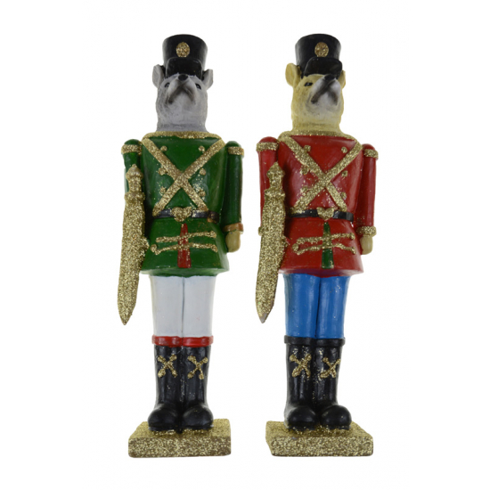 Figura diótörőkutya poly 8*6*27 cm 2féle zöld/piros