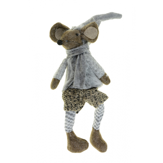 Figura egérfiú textil lógólábú 46cm szürke