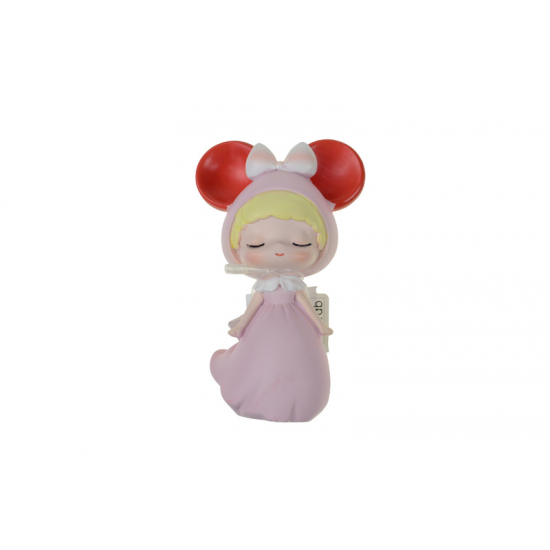 Figura egérjelmezes kislány poly 5*4,5*10cm rózsaszín