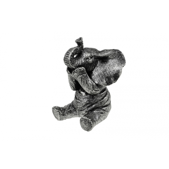 Figura elefánt borjú poly 10.9*10.2*13.9cm ülő szürke