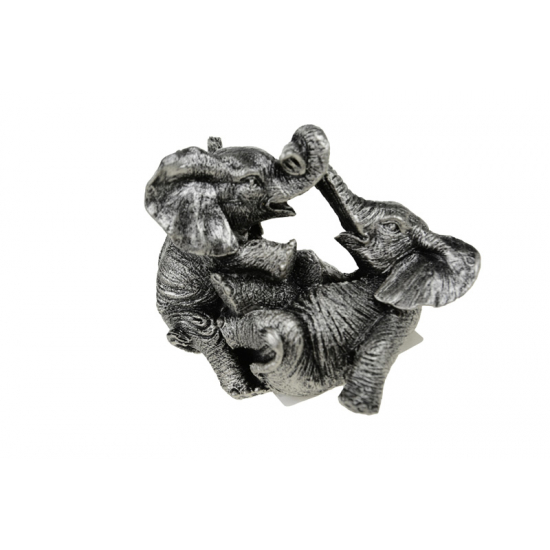Figura elefánt borjú poly 10*8.1*8cm birkózó szürke