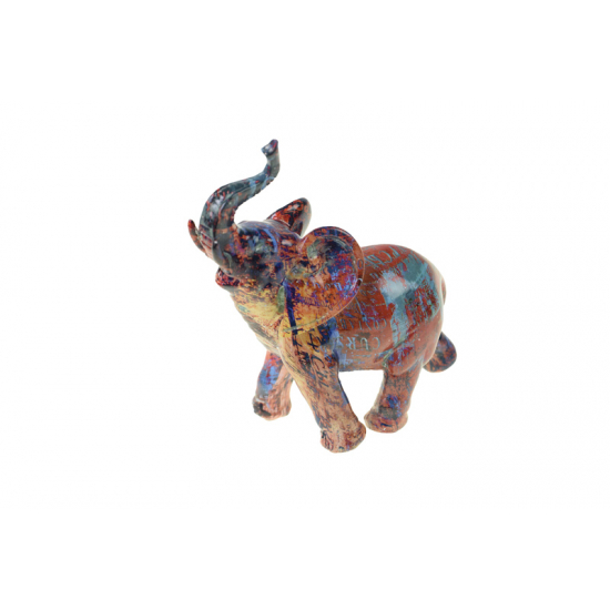 Figura elefánt poly 14.5*7*5*7*17cm színes