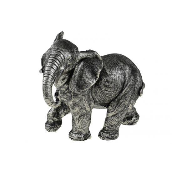 Figura elefánt poly sétáló 21.8*12.5*18cm szürke