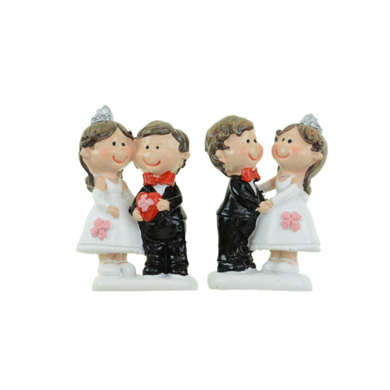 Figura esküvői poly 7,3cm s/2 fekete/fehér