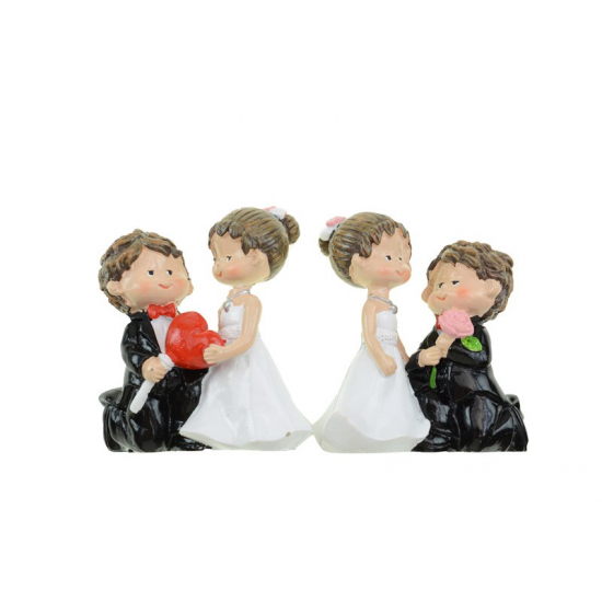 Figura esküvői poly 7,4cm s/2 fekete/fehér
