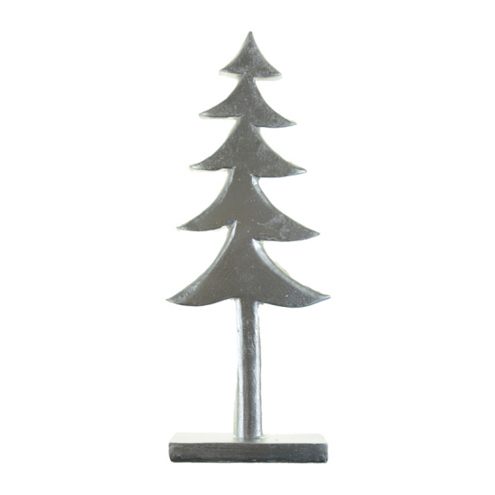 Figura fenyő poly 11,8*3,2*26,5cm talpas ezüst