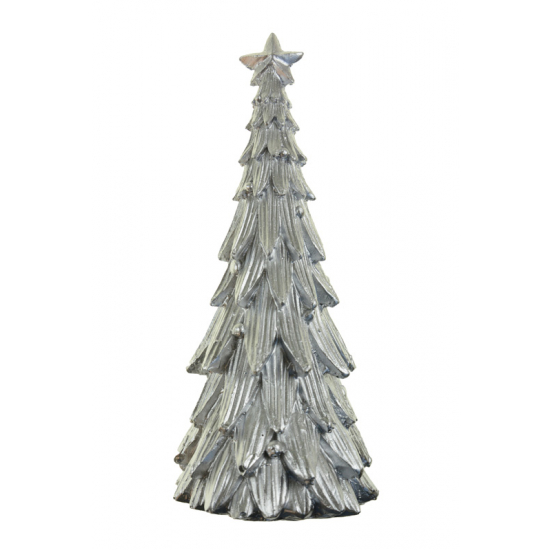 Figura fenyő poly 9,4*9,1*22cm csillaggal ezüst