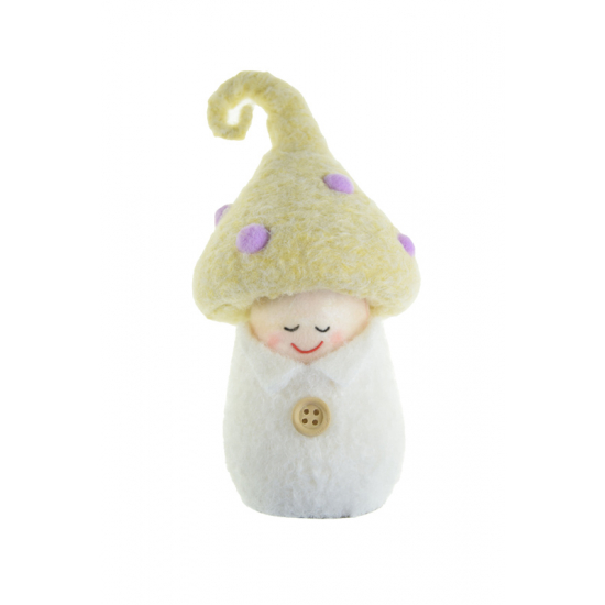 Figura filc gombakalappal 14cm sárga