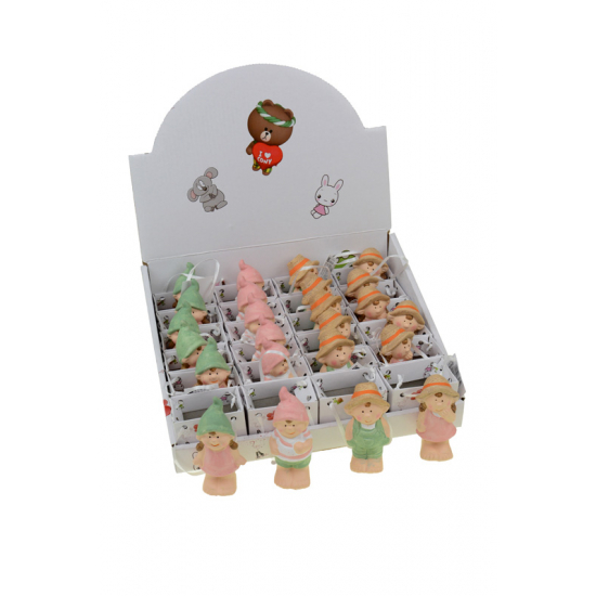 Figura fiú/lány kerámia 3.7*3.6*8.2cm kalapos többféle
