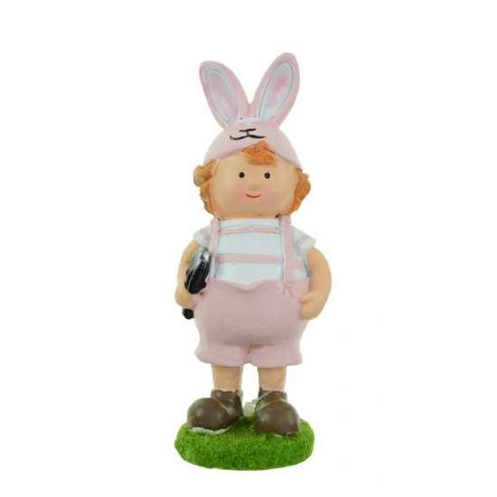 Figura fiú poly 6*5,5*14cm nyuszifüles pink
